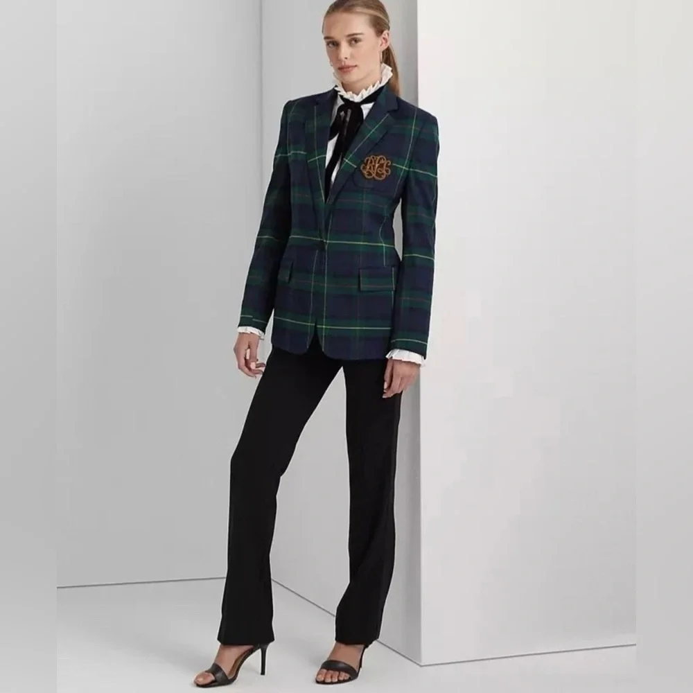 Lauren Ralph Lauren plaid bullion blazer jacket tartan size 10 new with tags